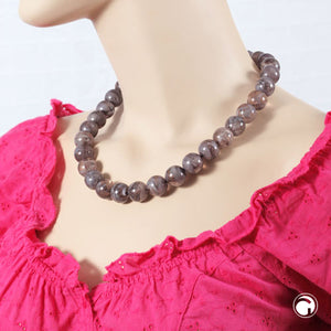 Perlenkette grau-glitter 16mm Kunststoff 50cm