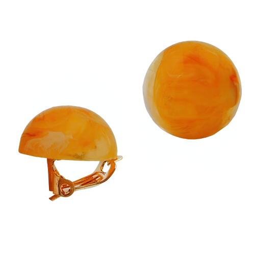 Ohrclips 17 x 22 mm gelb-orange-weiß marmoriert mit goldfarbener Clipfassung