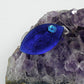 Brosche Anstecknadel 35x20x11mm Maus blau-transparent glänzend mit hellblauem Auge Kunststoff