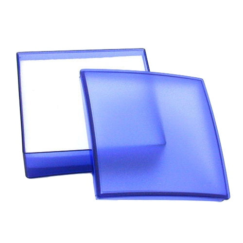 Schmuckschachtel 60x60x20mm für Kette/Ohrring blau-transparent Kunststoff