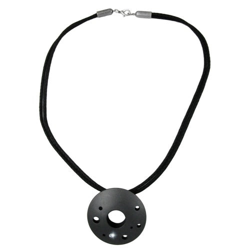Kette 49mm Metallanhänger Lochring anthrazitfarben Kordel schwarz 50cm