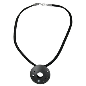 Kette 49mm Metallanhänger Lochring anthrazitfarben Kordel schwarz 50cm