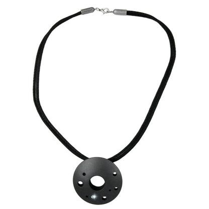 Kette 49mm Metallanhänger Lochring anthrazitfarben Kordel schwarz 50cm