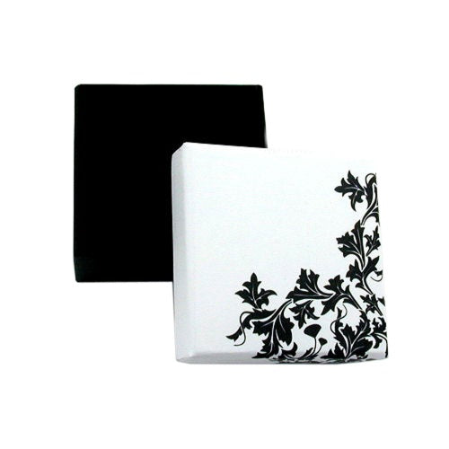 Schmuckschachtel 60x60x25mm für Kette/Ohrring schwarz-weiß Kartonage
