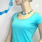 Kette Blumenperlen blau-türkis-transparent Kunststoff 45cm