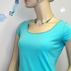 Kette hellblau-türkis-transparent Kunststoff Kordel hellblau 42cm