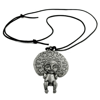 Kette 52x37mm Anhänger Zinn Gott der Inka 100cm