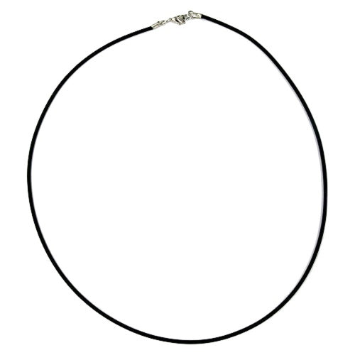 Rundschnur 2mm Vollgummikette Naturkautschuk Verschluss silberfarbig 38 - 90cm