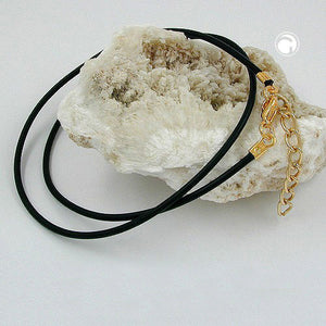 Rundschnur 2mm Vollgummikette Naturkautschuk Verschluss goldfarbig 40 - 55cm