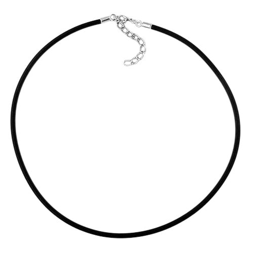 Rundschnur 3mm Vollgummikette Naturkautschuk Verschluss silberfarbig 40 - 90cm