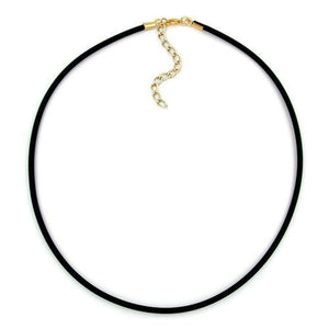 Rundschnur 3mm Vollgummikette Naturkautschuk Verschluss goldfarbig 40 - 60cm