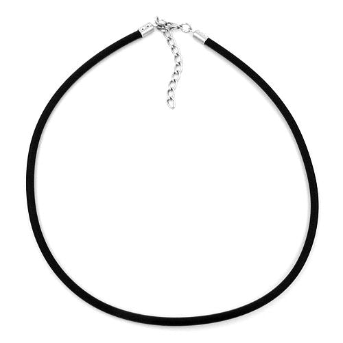 Rundschnur 4mm Vollgummikette Naturkautschuk Verschluss silberfarbig 40 - 90cm
