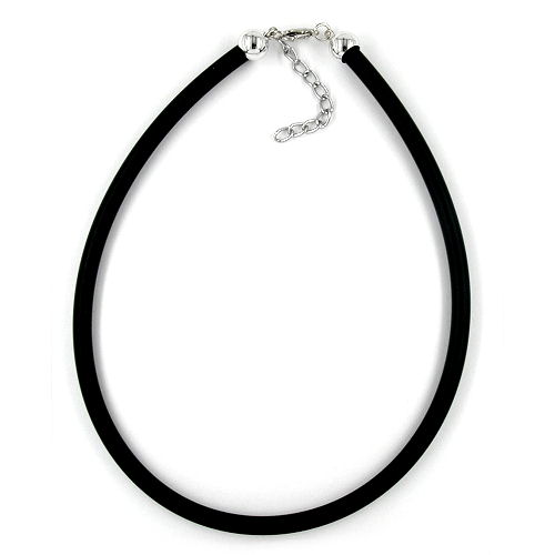 Rundschnur 6mm Vollgummikette Verschluss silberfarbig 40 - 60cm