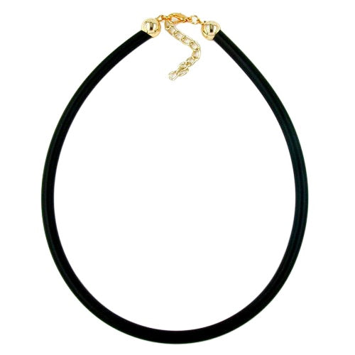 Rundschnur 6mm Vollgummikette Naturkautschuk Verschluss goldfarbig 40 - 45cm