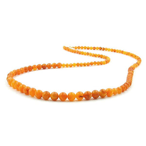 Kette 6-8-10mm Perlen bernsteinfarbig glänzend Kunststoff 90cm