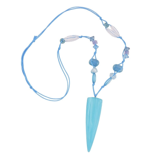 Kette 97x28mm Dreieck lang türkis-hellblau Kunststoff Kordel hellblau 90cm