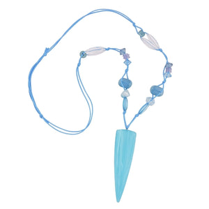 Kette 97x28mm Dreieck lang türkis-hellblau Kunststoff Kordel hellblau 90cm