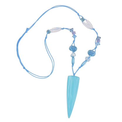 Kette 97x28mm Dreieck lang türkis-hellblau Kunststoff Kordel hellblau 90cm