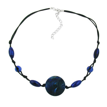Kette, Scheibe lapiz-blau-marmoriert 45cm