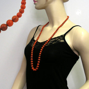 Kette 8-10-12mm Perlen verlaufend orange-schwarz-marmoriert 80cm