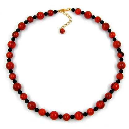 Kette 10-12mm Perlen Kunststoff orange-schwarz-marmoriert 50cm