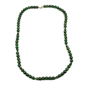 Kette, Perlen 12mm grün-gold-marmor 90cm