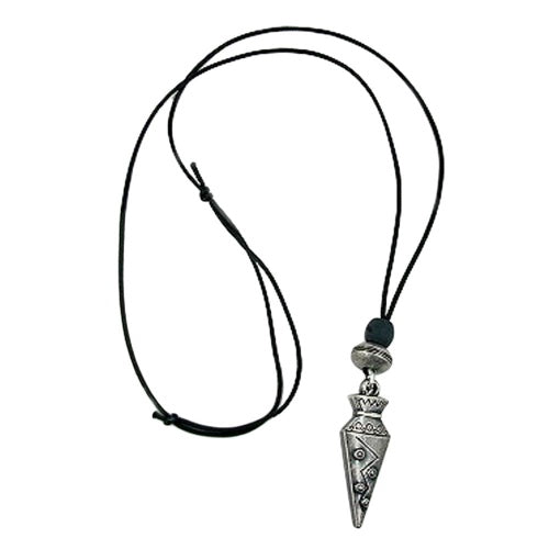 Kette 67x12mm spitze Tüte Kunststoff altsilberfarben Kordel schwarz 90cm