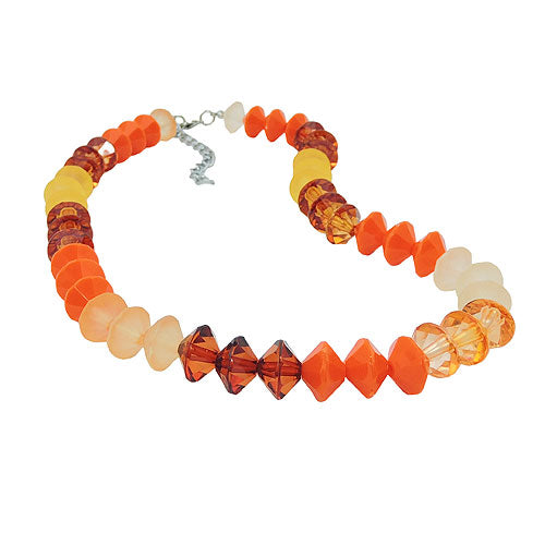 Kette 12x9mm Facettenperlen Kunststoff orange gelb braun 42cm