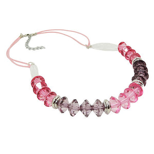 Kette 12x9mm Facettenperle Kunststoff rosa-pink mit Kordel rosa 45cm