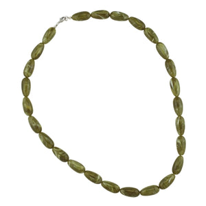 Kette 22x11mm Birnenperle Kunststoff oliv-weiß-marmoriert glänzend 60cm