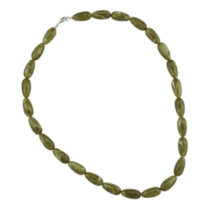 Kette 22x11mm Birnenperle Kunststoff oliv-weiß-marmoriert glänzend 60cm