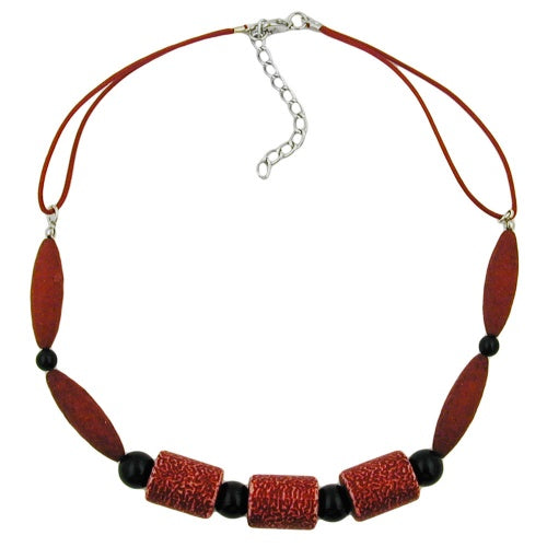 Kette 3x Walze dunkelrot Kunststoff Kordel weinrot 45cm
