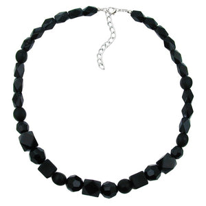 Kette Perlen Kunststoff schwarz-glänzend facettiert 42cm