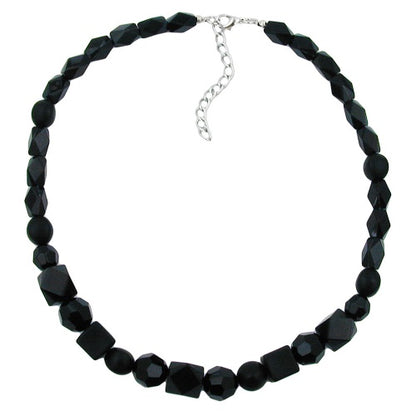 Kette Perlen Kunststoff schwarz-glänzend facettiert 42cm