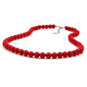 Kette 8mm Kunststoffperlen rot-glänzend 55 - 70cm