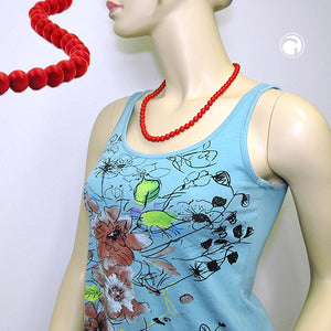 Kette 8mm Kunststoffperlen rot-glänzend 55 - 70cm