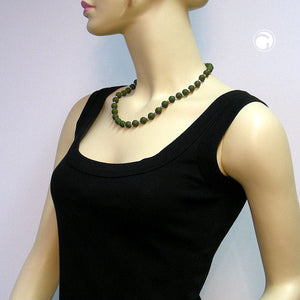 Kette 10mm Kunststoffperlen schwarz-rot-gold-gesprenkelt 42cm