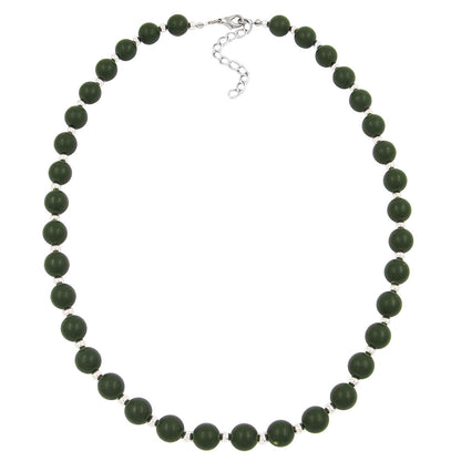 Kette 10mm Kunststoffperlen schwarz-rot-gold-gesprenkelt 42cm