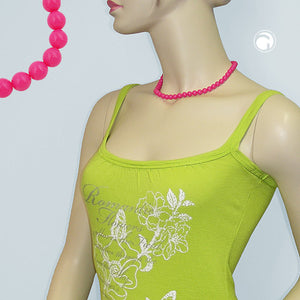 Kette 8mm Kunststoffperlen rosa-pink-glänzend 40 - 50cm