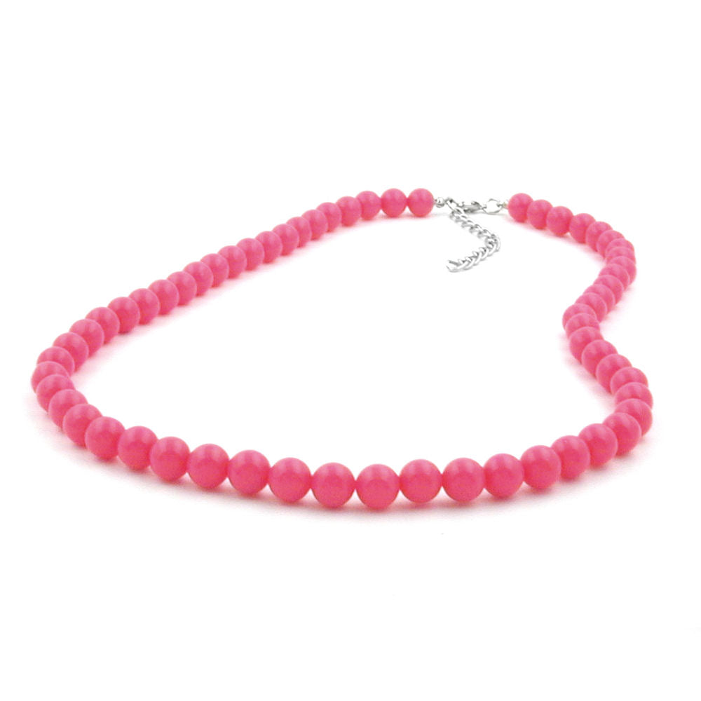 Kette 8mm Kunststoffperlen rosa-pink-glänzend 40 - 50cm