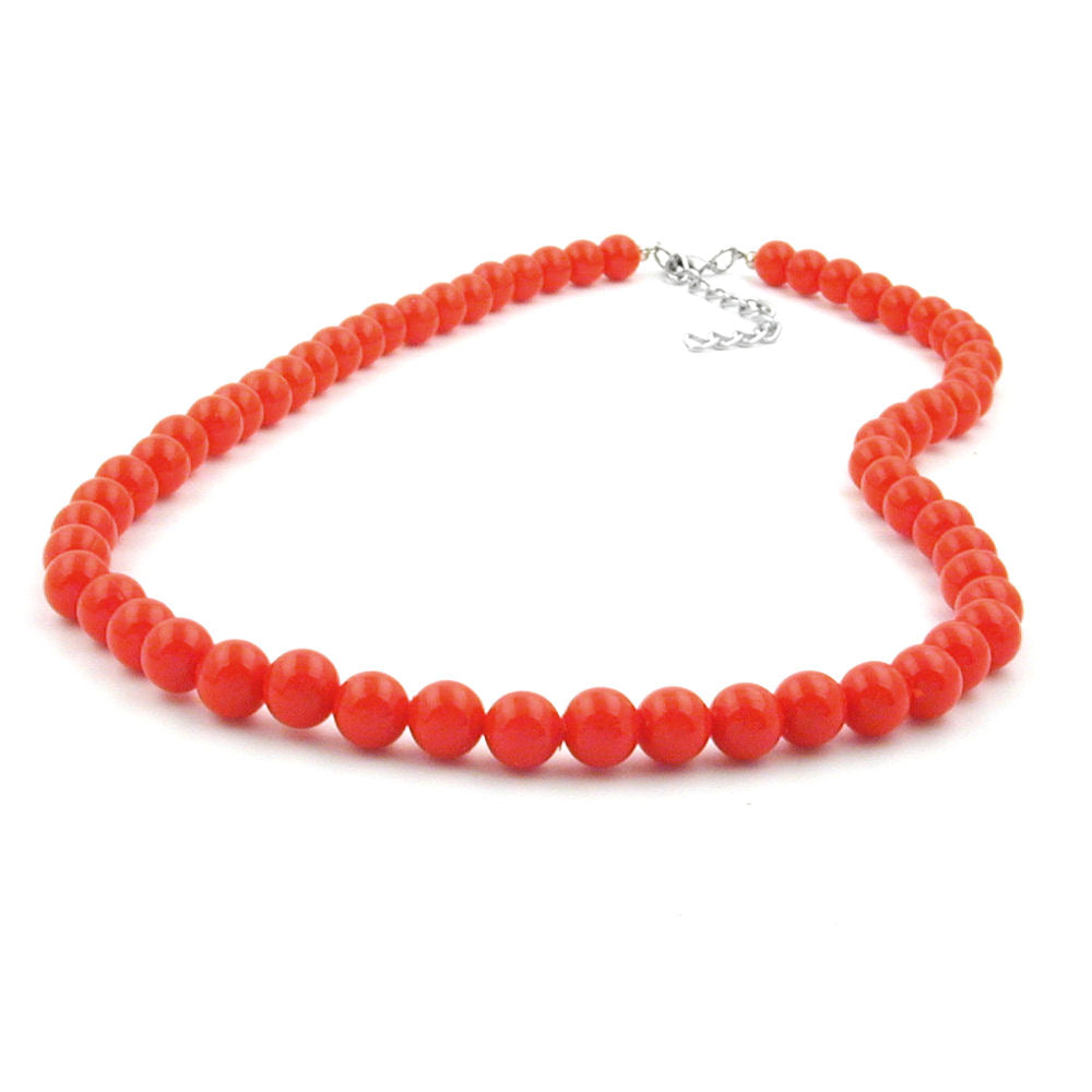 Kette 8mm Kunststoffperlen orange-rot-glänzend 40 - 80cm