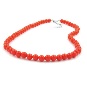 Kette 8mm Kunststoffperlen orange-rot-glänzend 40 - 80cm