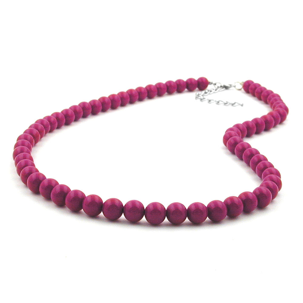 Kette 8mm Kunststoffperlen beere-violett-glänzend 40 - 70cm