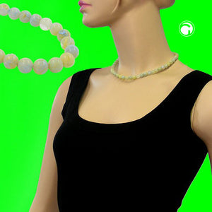 Kette 8mm Kunststoffperlen türkis-grün-weiß-gelb-marmoriert 40 - 60cm