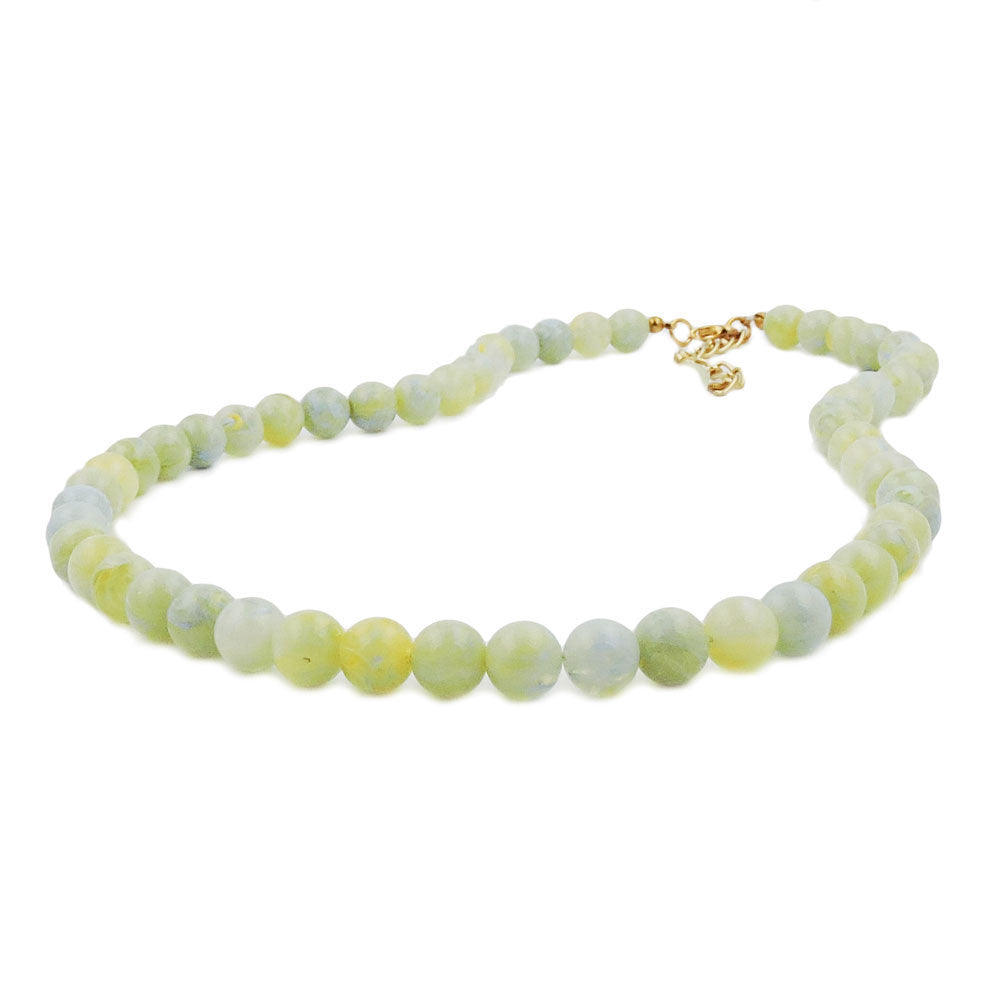Kette 8mm Kunststoffperlen türkis-grün-weiß-gelb-marmoriert 40 - 60cm