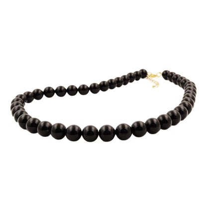 Kette 10mm Kunststoffperlen schwarz glänzend 42 - 80cm