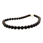 Schwarze glänzende Kette aus runden 10-mm-Kunststoffperlen, Längen von 42 bis 80 cm