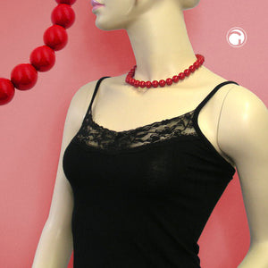 Kette 10mm Kunststoffperlen rot-glänzend 42 - 80cm