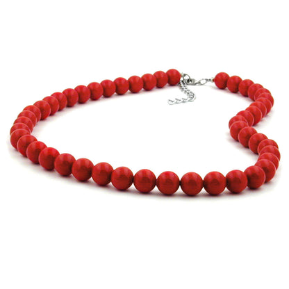 Kette 10mm Kunststoffperlen rot-glänzend 42 - 80cm