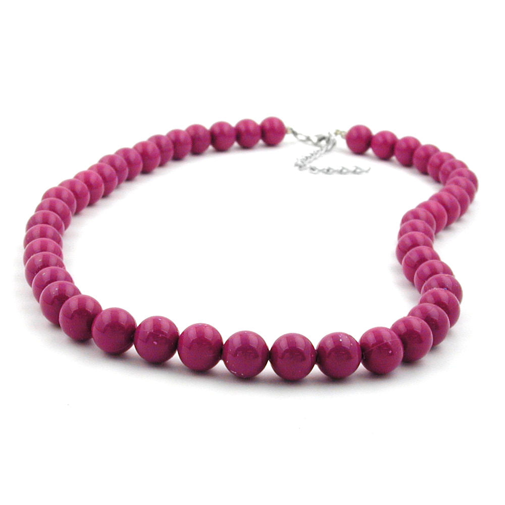 Kette 10mm Kunststoffperlen beere-violett-glänzend 40 - 80cm